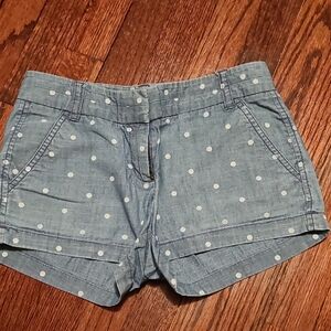 J. Crew Light Blue Polka Dot Jean Shorts